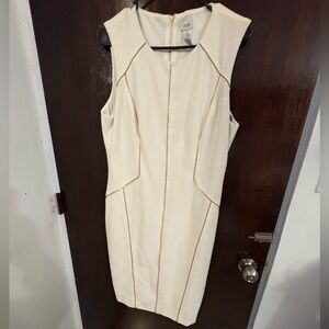 Cache Cocktail Cream Midi Dress. Size 14.